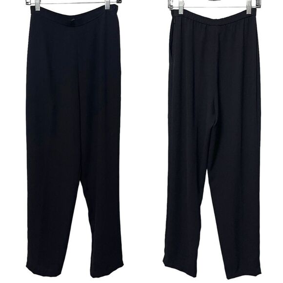 FRANK USHER Crepe Minimalist Black Pants 8 - Picture 1 of 8